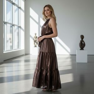 Simply Vera Wang Shimmer Maxi Dress, Naveena Plum, Size XL